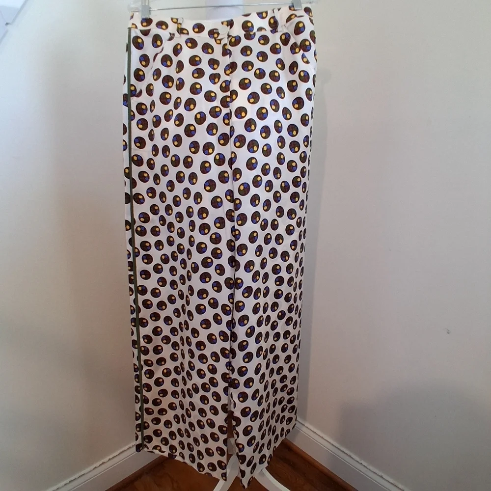 Tory Burch Reva Printed Silk Wide Leg Pants Size 6 NWT
